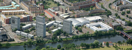 Aerial view of the New Gorbals riverside area